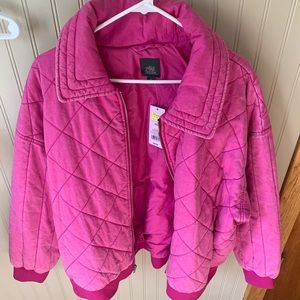 Womens pink quilted jacket